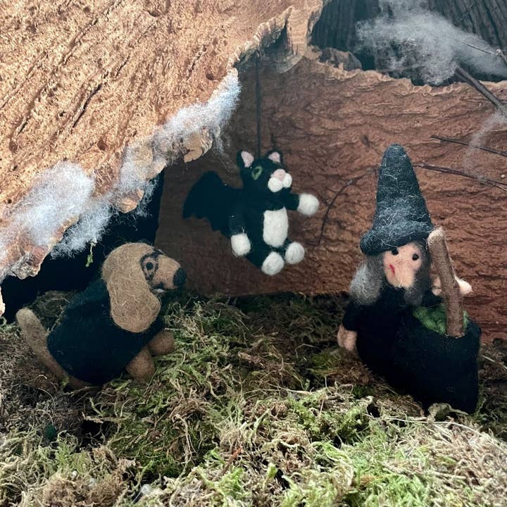 Felt So Good - Wholesale Decorative Tabletop Object - Handmade Wanda the Witch Biodegradable Halloween Decoration