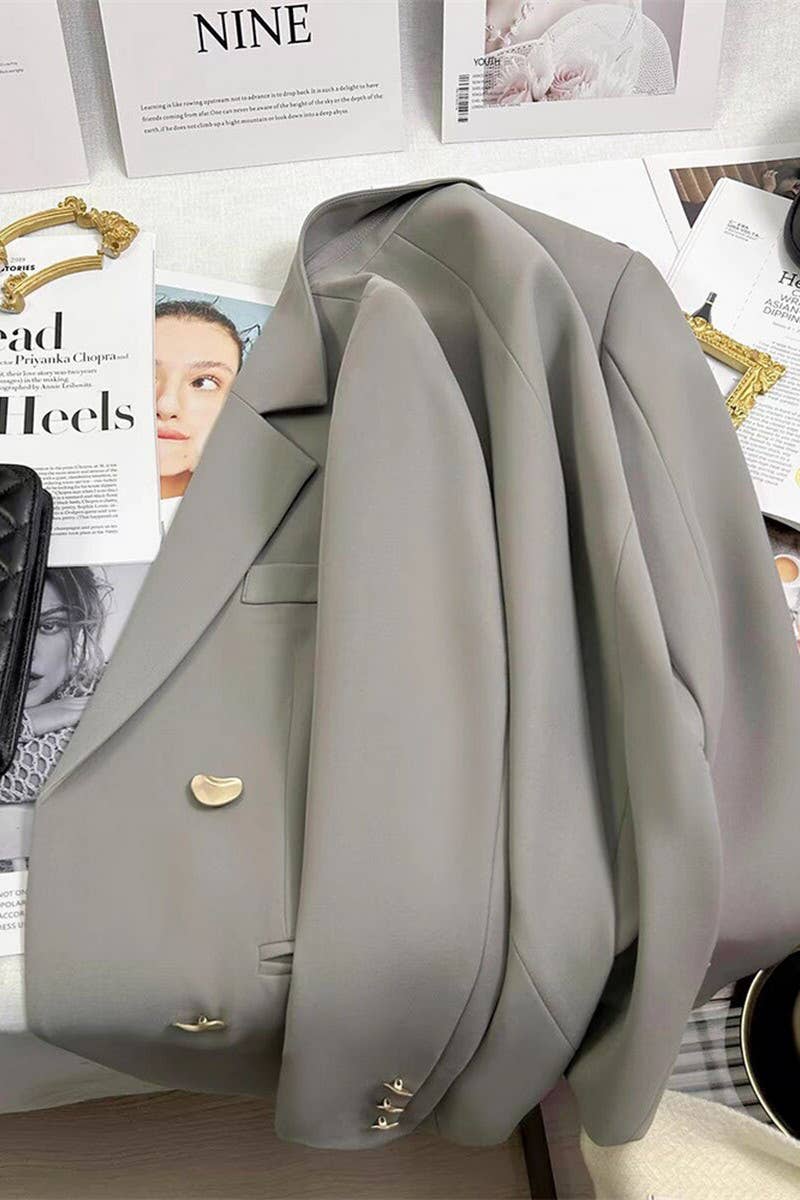 NINEXIS - Wholesale Blazer - Women's - CWOBL0138_SOLID COLOR METAL BUTTON LAPEL COMMUTER SUIT2