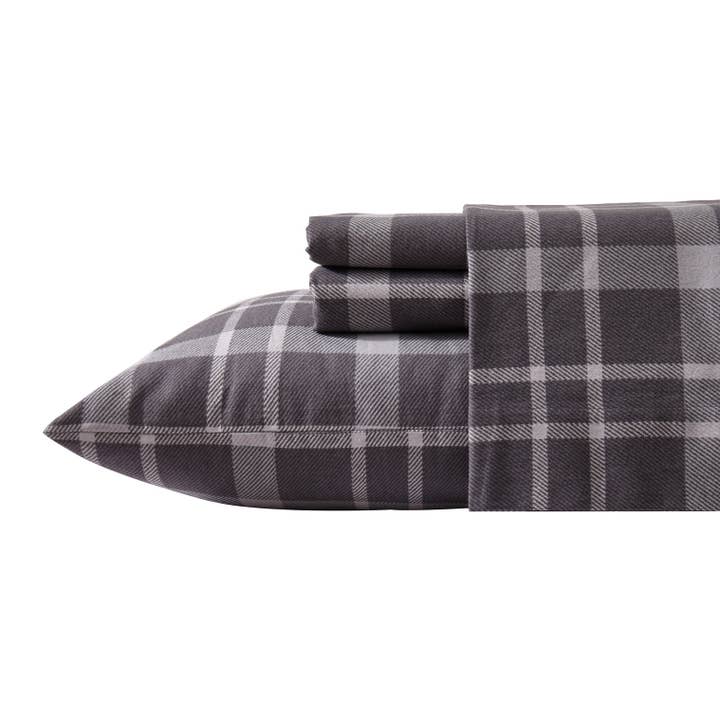 New Season Textile Inc - Vente Parures de lit - Ensemble de draps multigris à carreaux Toasty Imprimé en flanelle