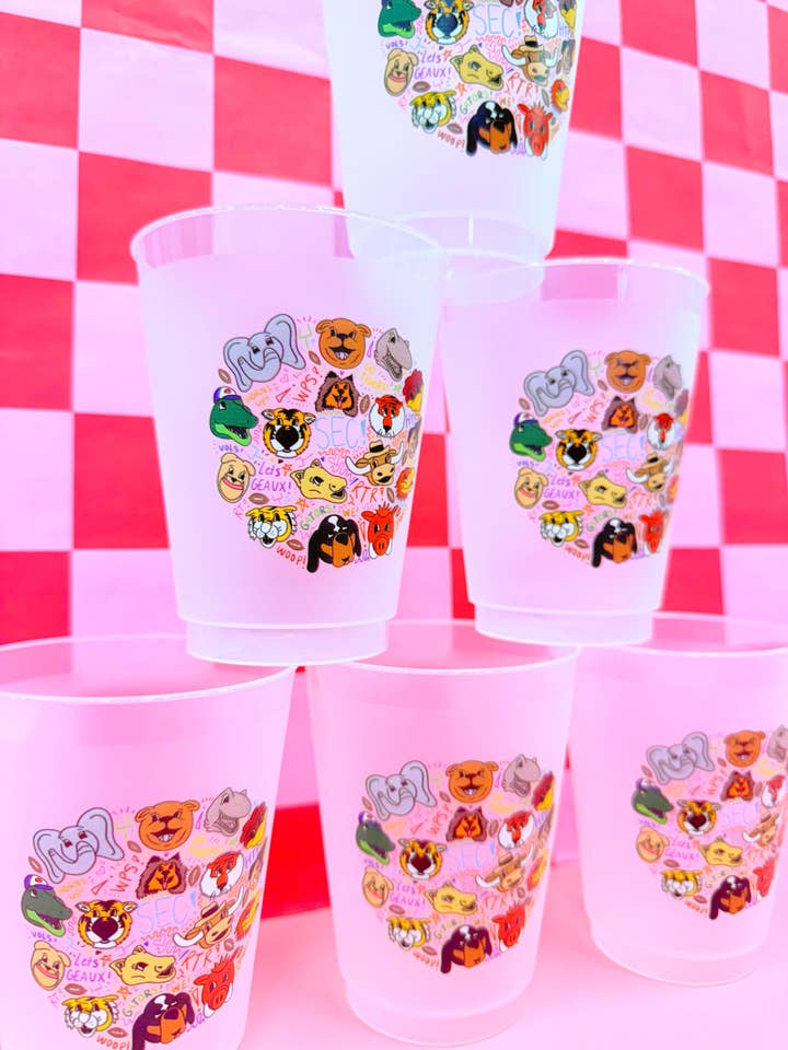 16 oz Frosted SEC Cups (Sleeve of 6 Cups) for wholesale by Rush: Greek Gifts