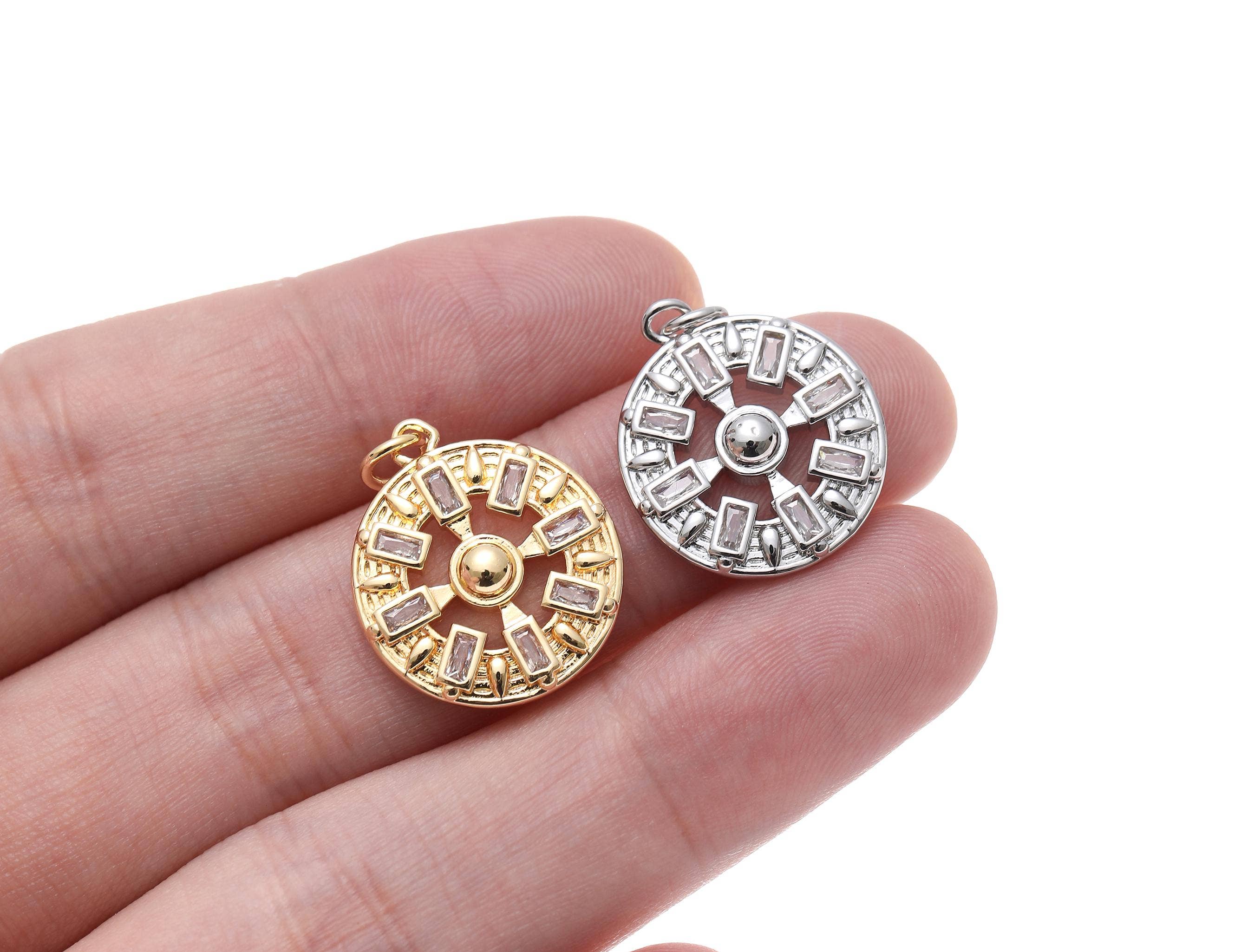 Jewel Pledge - Wholesale Individual Charm/Pendant - Gold/Silver Plated Geometric Sun Burst Medallion CPG-CPS14221