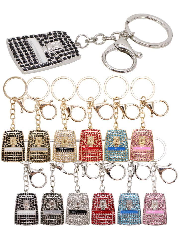 Bucket Bag Enamel Bling Rhinestone Key Chain for wholesale by Cap Zone