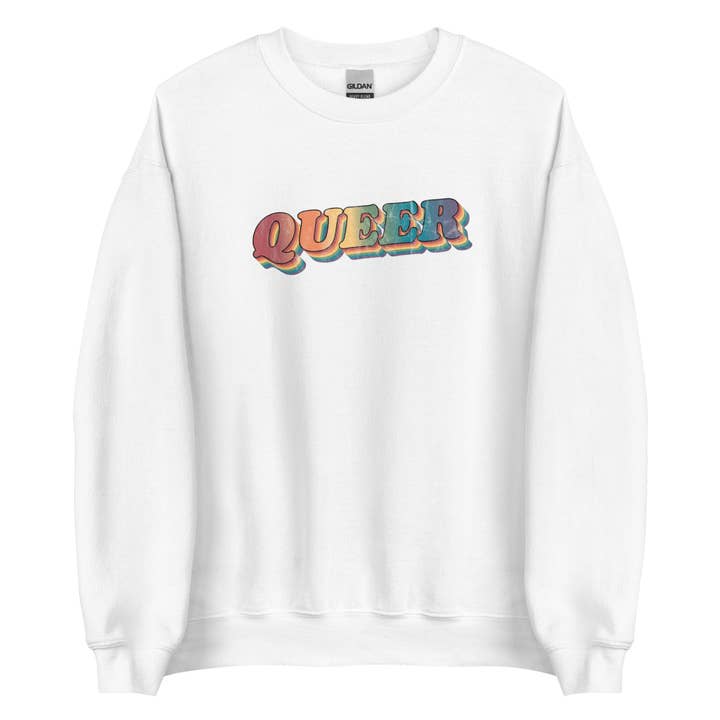 Sweat-shirt unisexe Retro Queer pour la vente par Gay Pride Apparel