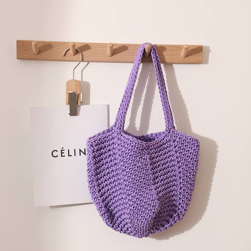 Dipped Shop - Wholesale Beach Bag - Solid Color Simple Woven Knit Handbag DPB17233