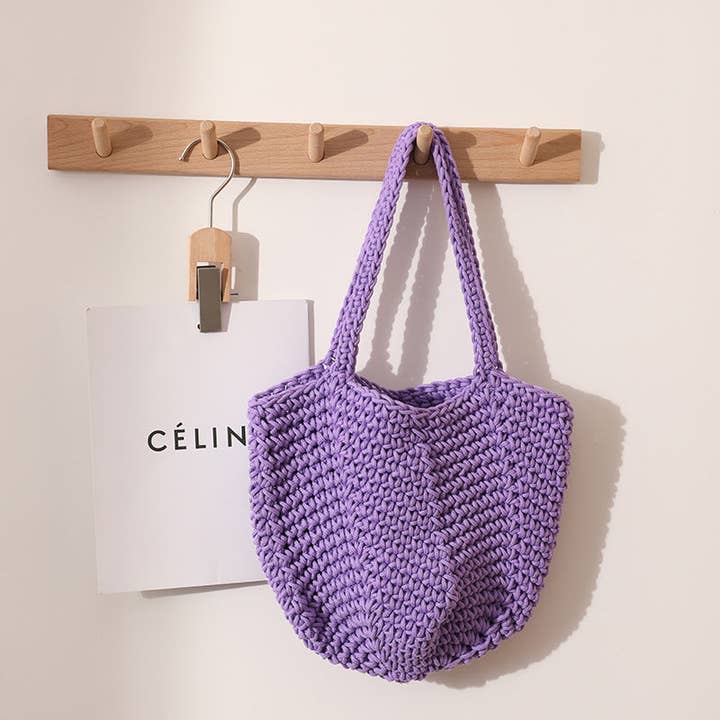 Dipped Shop - Wholesale Beach Bag - Solid Color Simple Woven Knit Handbag DPB17233