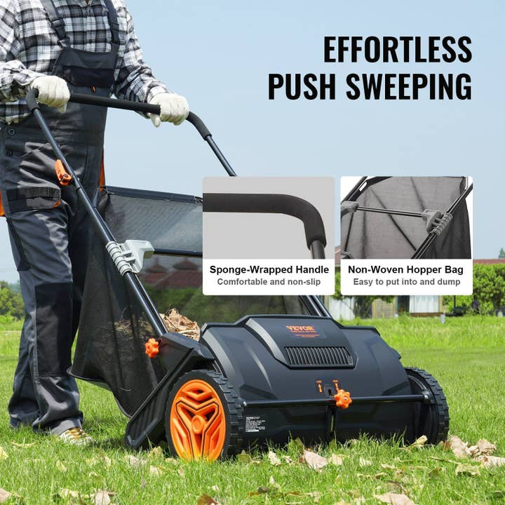 Hard Rock Health Stores - Wholesale Garden Tool - Push Lawn Sweeper/ 21-inch Leaf & Grass Collector