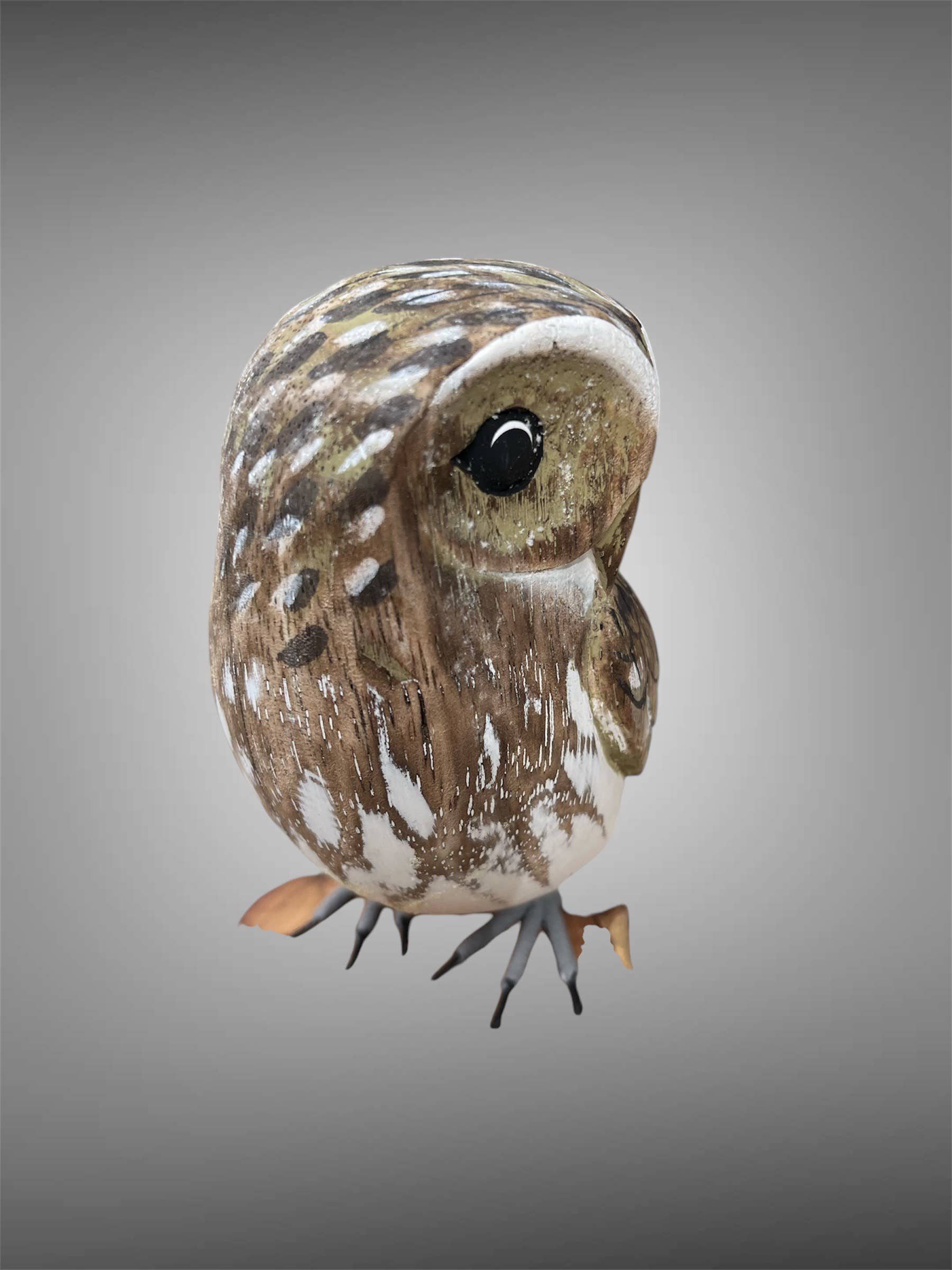 Batik Indah – Großhandel Skulptur – Gemalte Vogelskulptur aus Holz - Kleine Eule.1