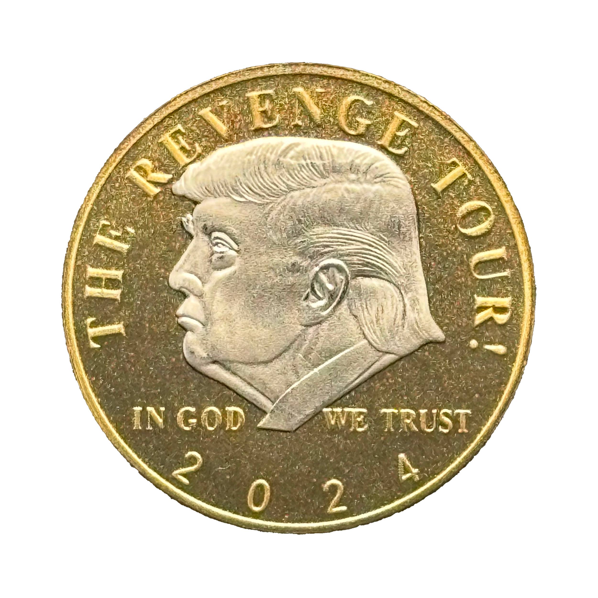 Blinkee.com, LLC - Wholesale Verzamelmunt - Gouden herdenkingsmunt voor de Donald Trump Revenge Tour 2024