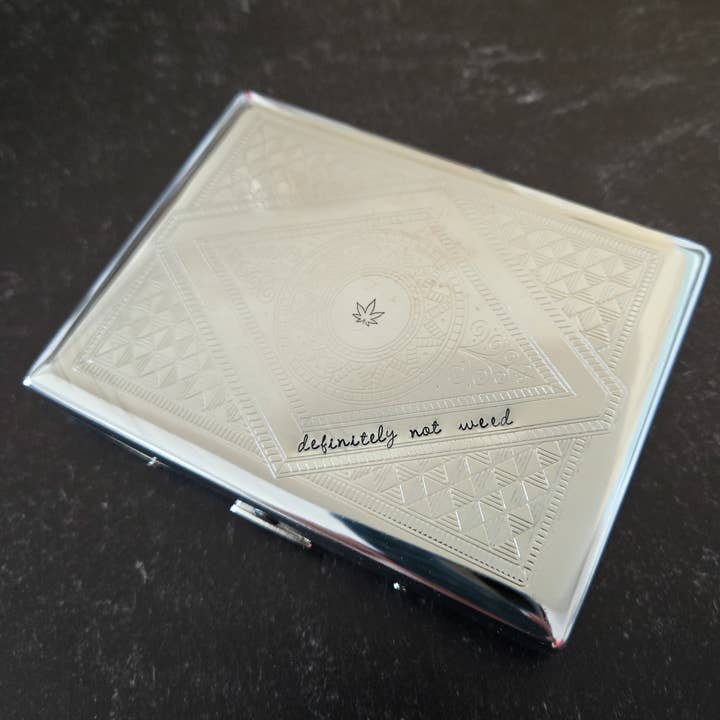 Salt and Sparkle - Wholesale Cigarette Case - Definitely not Weed Funny Metal Case1