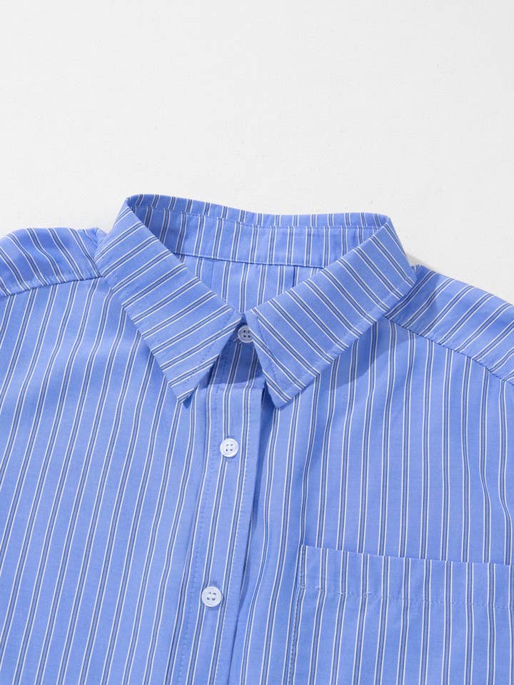 Lovesoft - Wholesale Button Down Shirt - Women's - Stripe Button-Up Relaxed Fit Oversized Shirt4