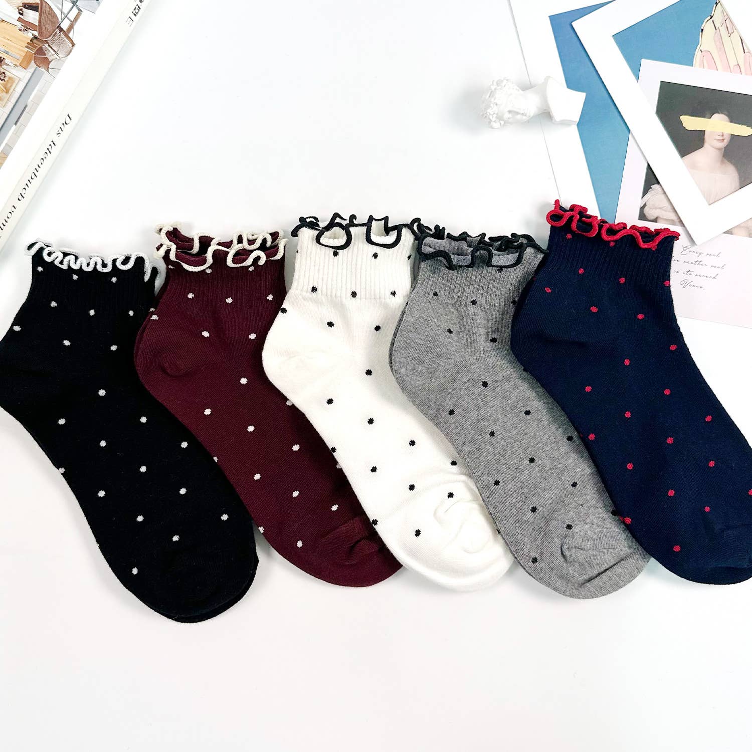 7DAYSSOCKS - Wholesale Socks - Women's - Women's Crew Frill Dot Socks8