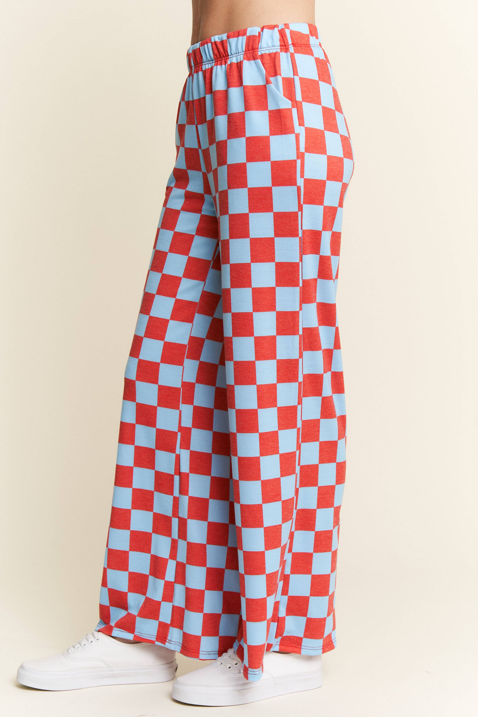 JADE BY JANE - Wholesale Pants - Women's - HIGH WAIST CHECKERED STRAIGHT LEG KNIT PANTS25