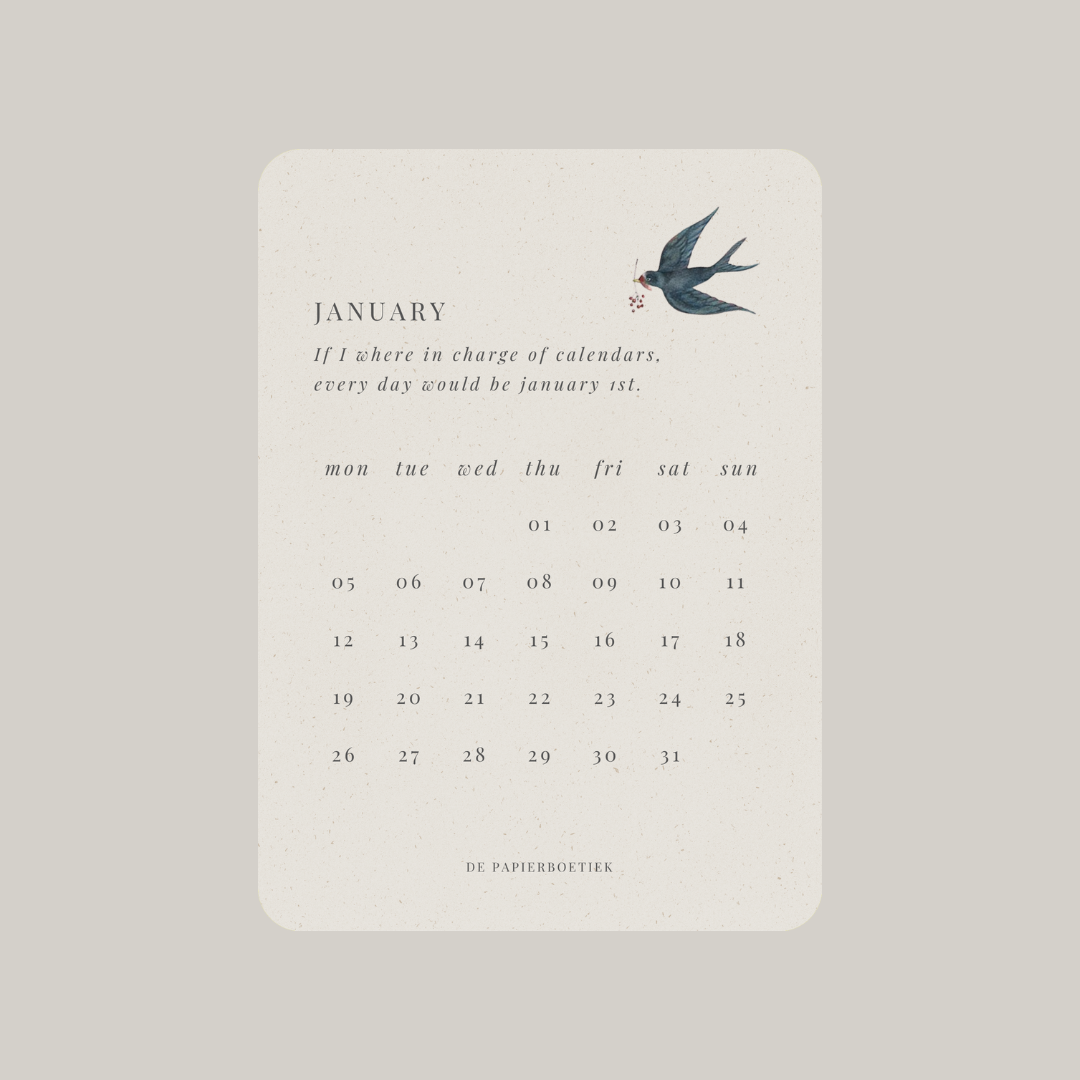 De Papierboetiek - Wholesale Calendar - Desk calendar 20261