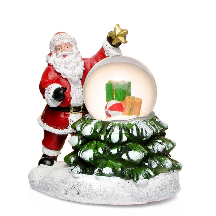 STP - Wholesale Christmas Decoration - Santa with Christmas Tree Snow Globe LED Xmas Decoration