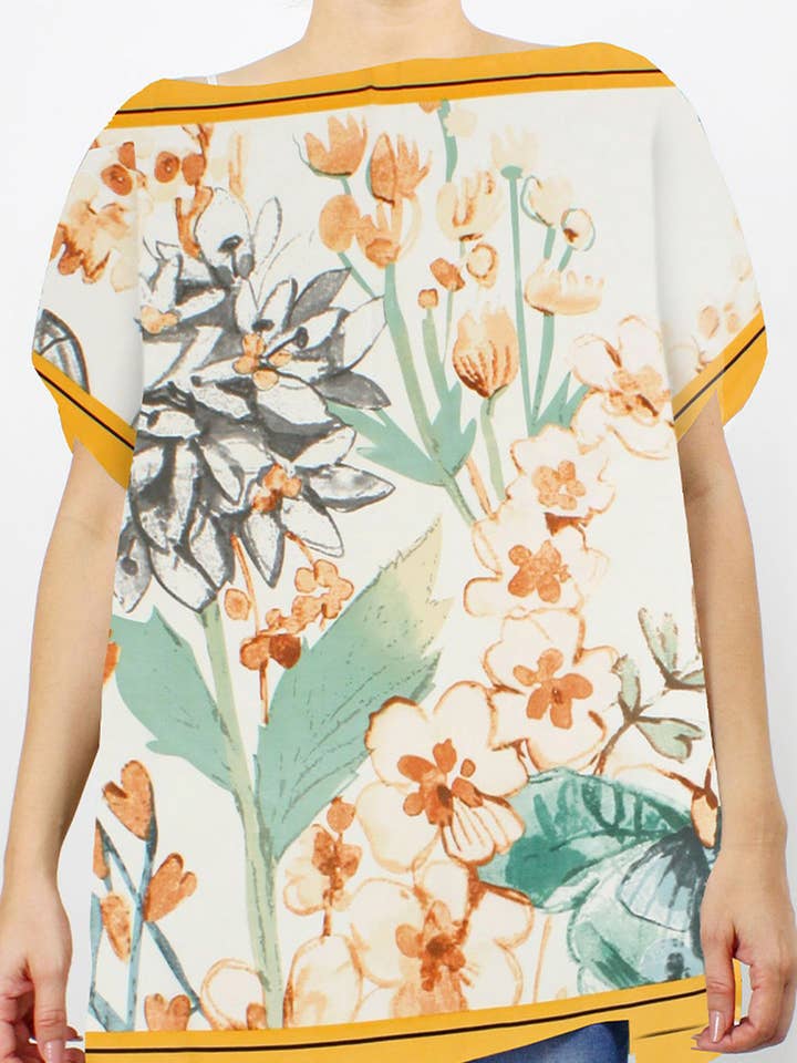 Blomstertryck Satin Sommarponcho för wholesale av Hana