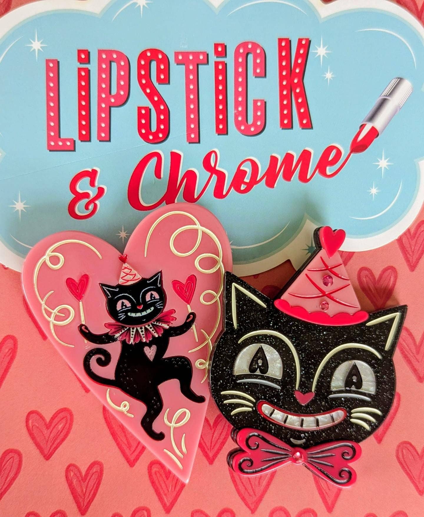 Lipstick & Chrome - Wholesale Brooch - Dancing Cat in Heart Brooch by Johanna Parker x Lipstick & Chrome4