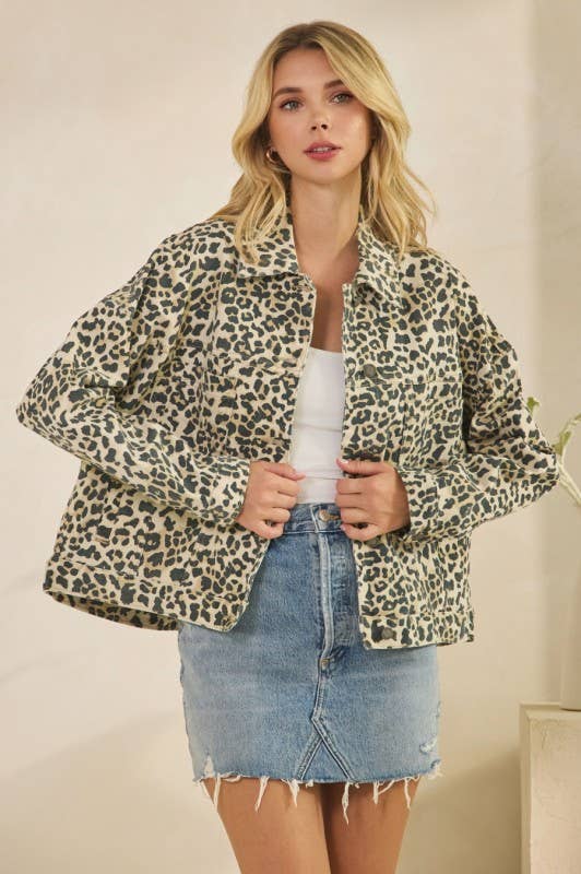 Pink Irene Wholesale - Wholesale Jacket - Women's - Leopard Printed Denim Jacket18