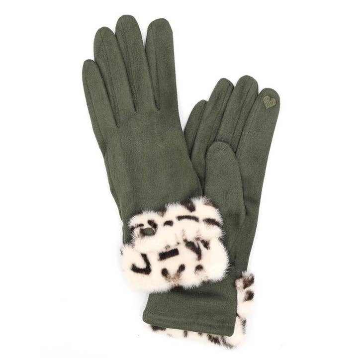 anbfashion - Venta al por mayor Guantes - Mujer - GUANTES SMART TOUCH CON PUÑOS DE PIEL SINTÉTICA DE LEOPARDO MG-00846