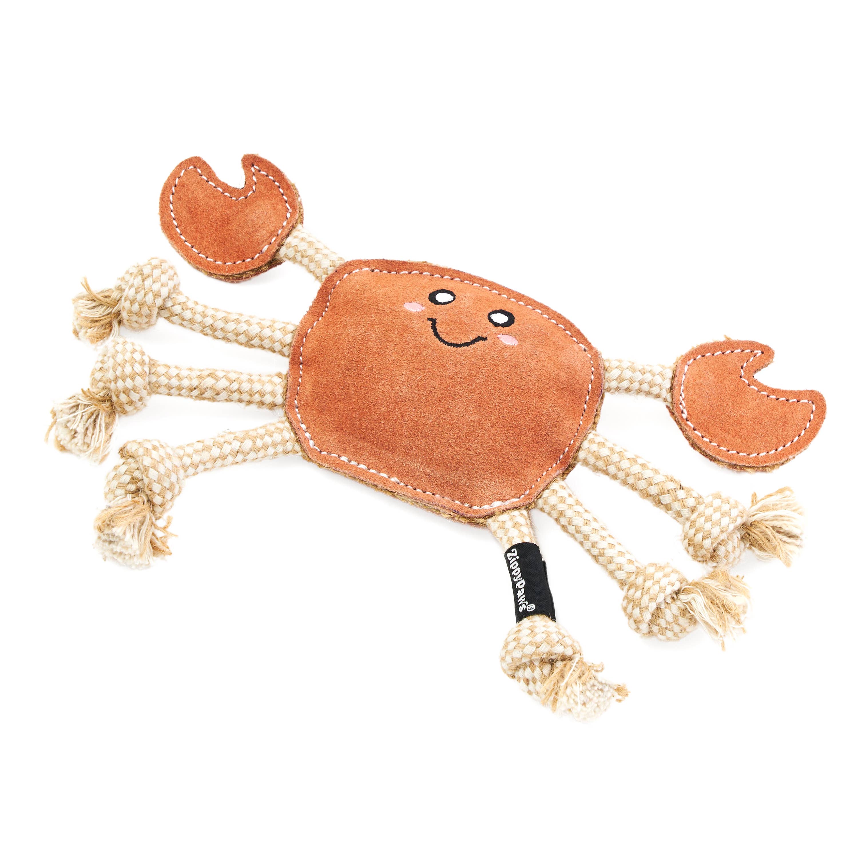 ZippyPaws - Wholesale Pet Rope Toy - Dog - ecoZippy Suede and Rope Buddies - Crab - Dog Toy2