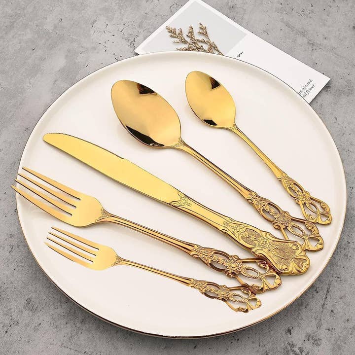 Luxury Gold Cutlery Set 30 pcs, 18/10 Stainless Steel Alloy for wholesale by Misterchef