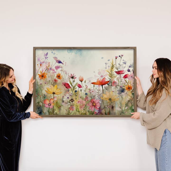 Hangout Home - Wholesale Art Print - Wildflowers Watercolor - Framed Nature Decor - Farmhouse Art