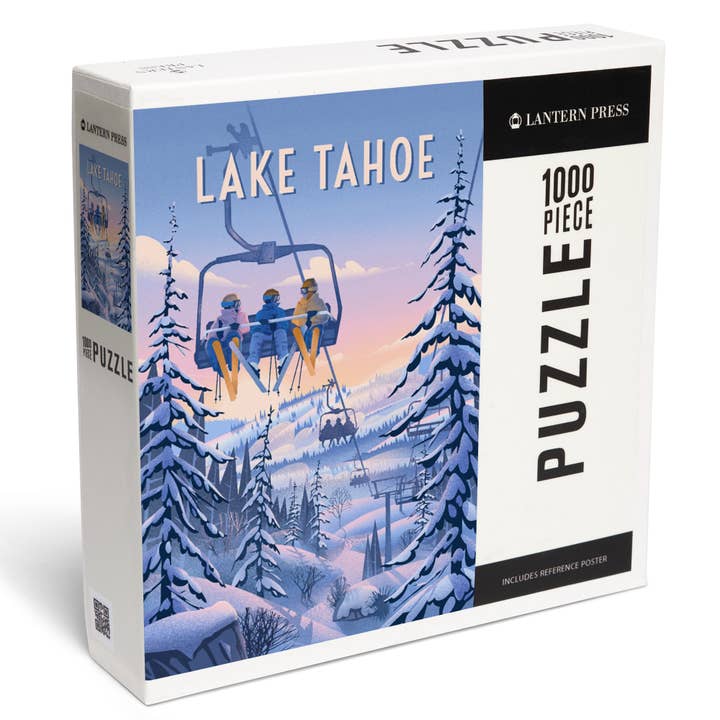 Lantern Press - Wholesale Puzzle - Adult - 1000 PIECE PUZZLE Lake Tahoe, Chill on the Uphill Ski Lift