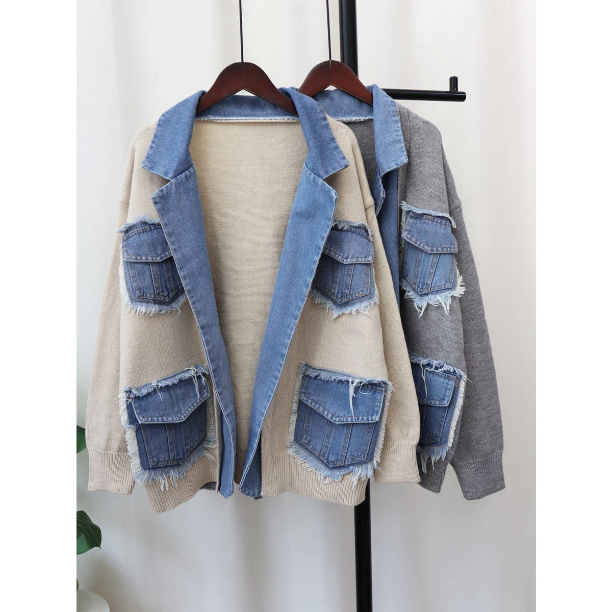 Mapcie - Wholesale Jacket - Women's - SWEATER DENIM COMBINE JACKET1