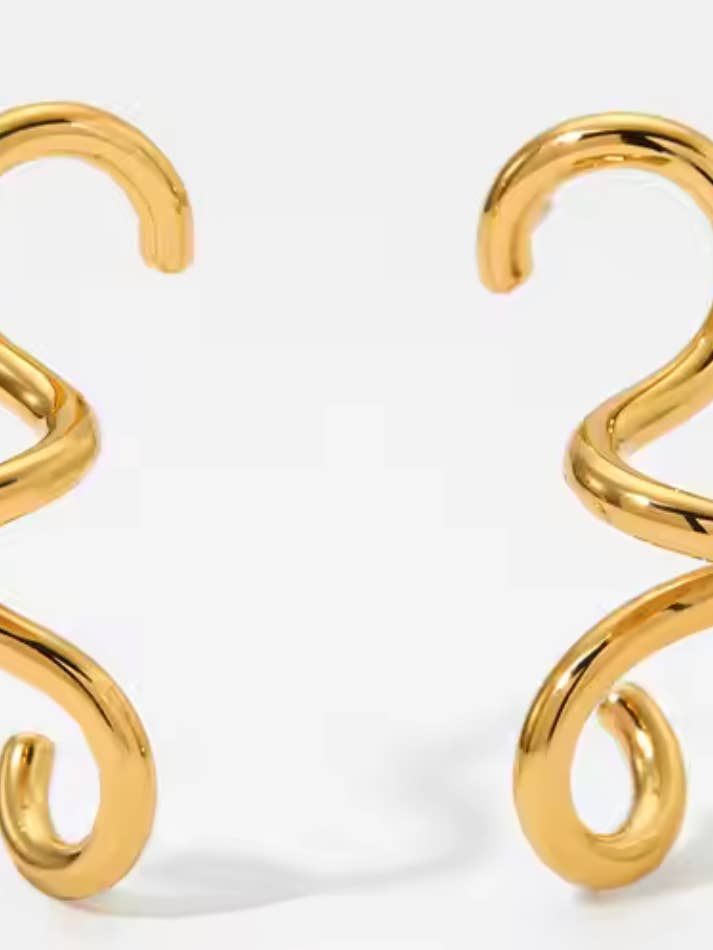 Boucles d'oreilles pendantes en acier Squiggle Post Drop - étanches pour la vente par HoopLa