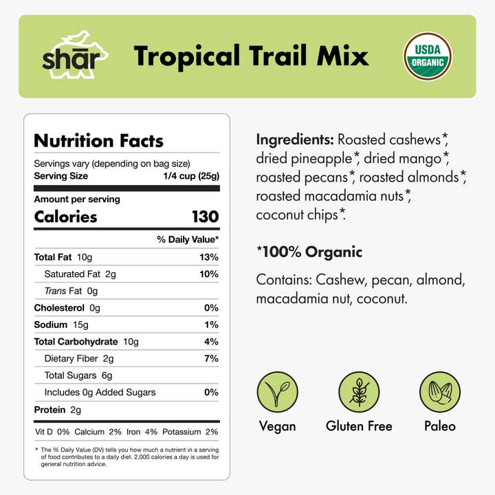 shār snacks - Wholesale Trail Mix - 1.5 oz Mini Shār Trail Mix -Tropical Recipe2