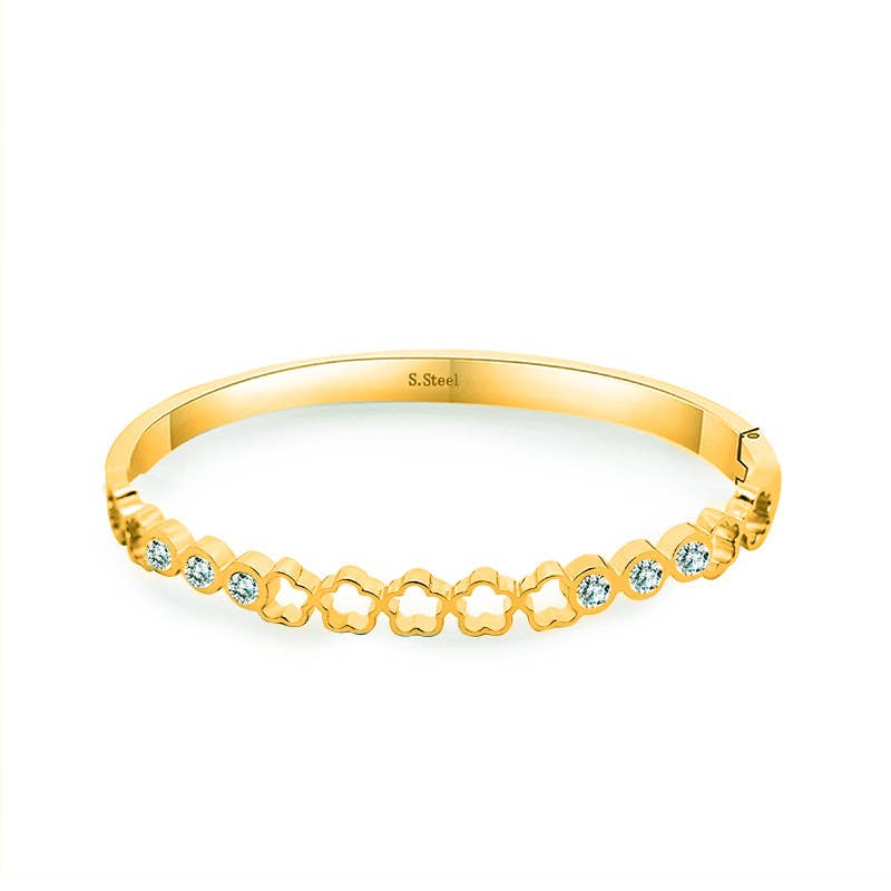 AMORINO SRL - Wholesale Bangle Bracelet - RIGID BRACELET WITH PIERCED FLOWERS AND LIGHT POINTS1