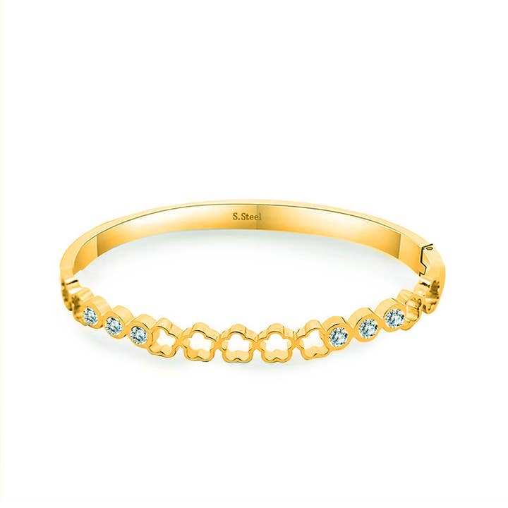 AMORINO SRL - Wholesale Bangle Bracelet - RIGID BRACELET WITH PIERCED FLOWERS AND LIGHT POINTS1