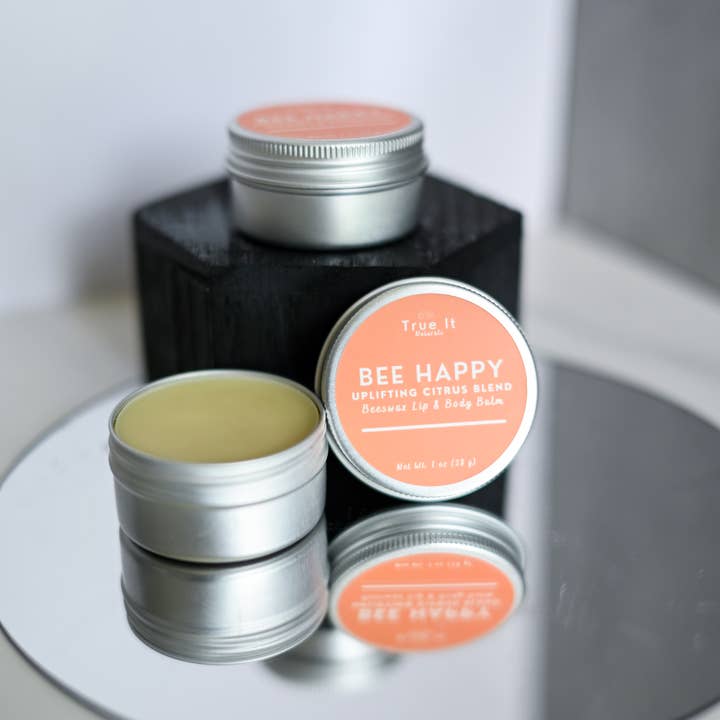 True It Naturals - Wholesale Lip Balm - Citrus Lip Balm - BEE HAPPY | Beeswax Balm Tin0