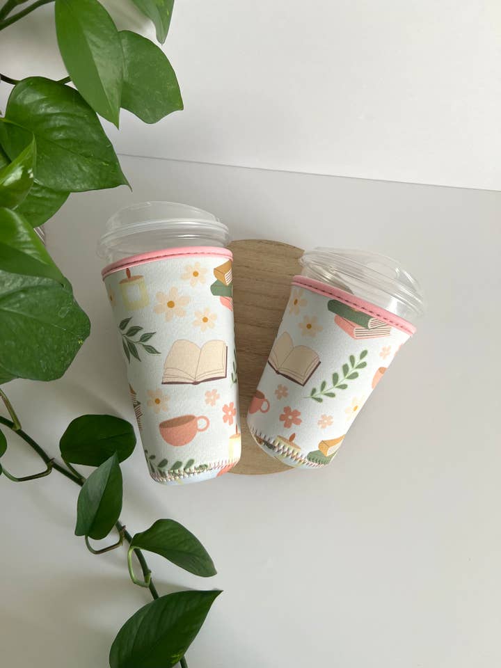 Coffee & Books Iced Coffee Sleeve for wholesale by Birdie & Co.
