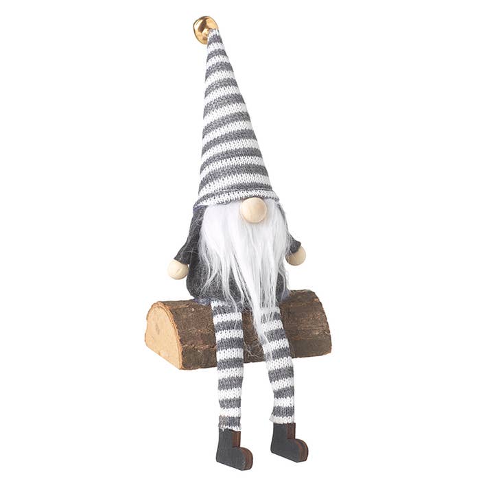 GREY & WHITE GONK SITTING ON LOG for wholesale by Heaven Sends