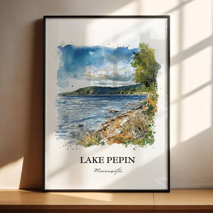 Premium Travel Art - Wholesale Art Print - Lake Pepin MN Wall Art, Lake Pepin Print, Minnesota Watercolor Art, Lake Pepin Gift, Travel Print, Travel Poster, Housewarming Gift0
