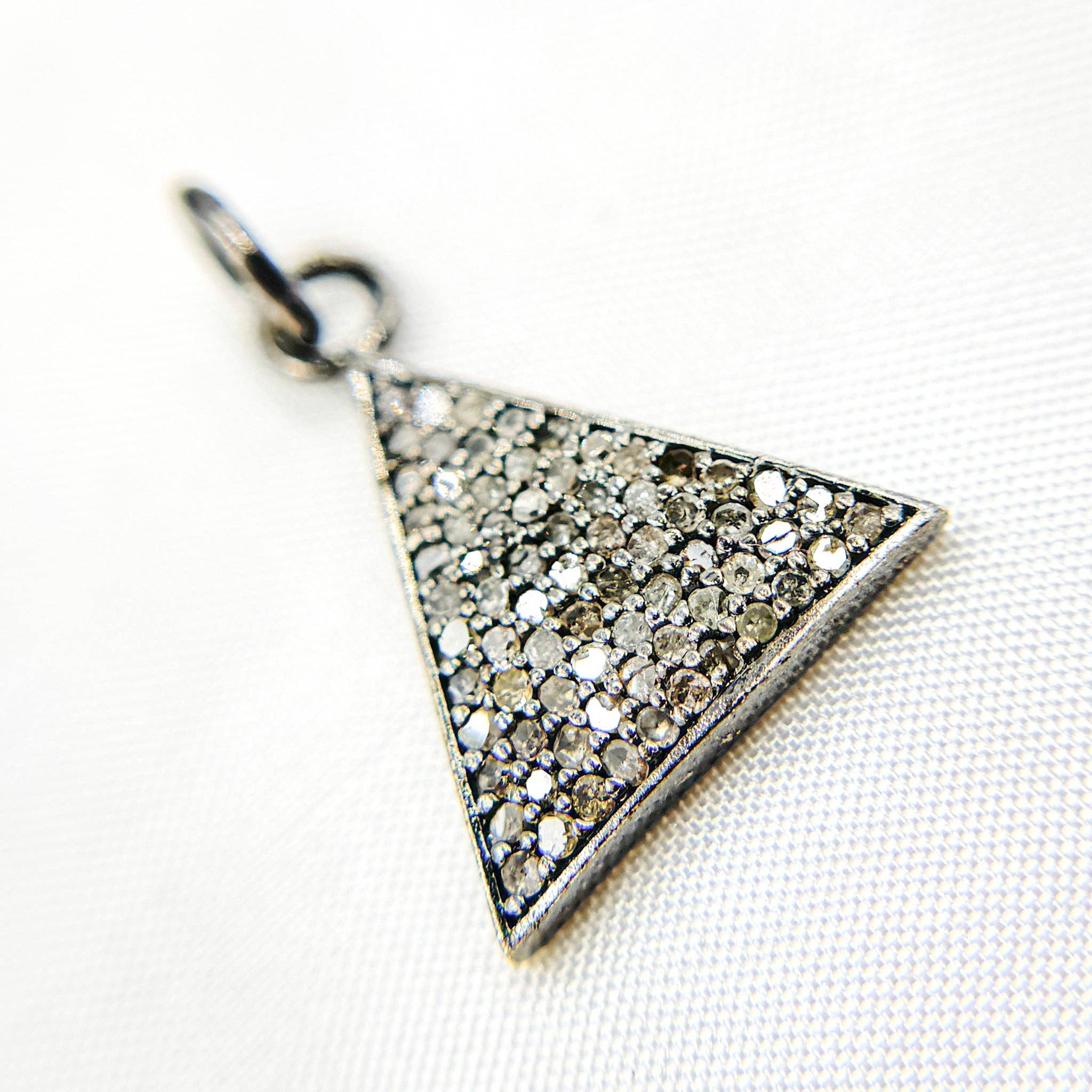 Tresor Jewelry Inc. - Wholesale Individual Charm/Pendant - DC293. Diamond Sterling Silver Triangle Charm0