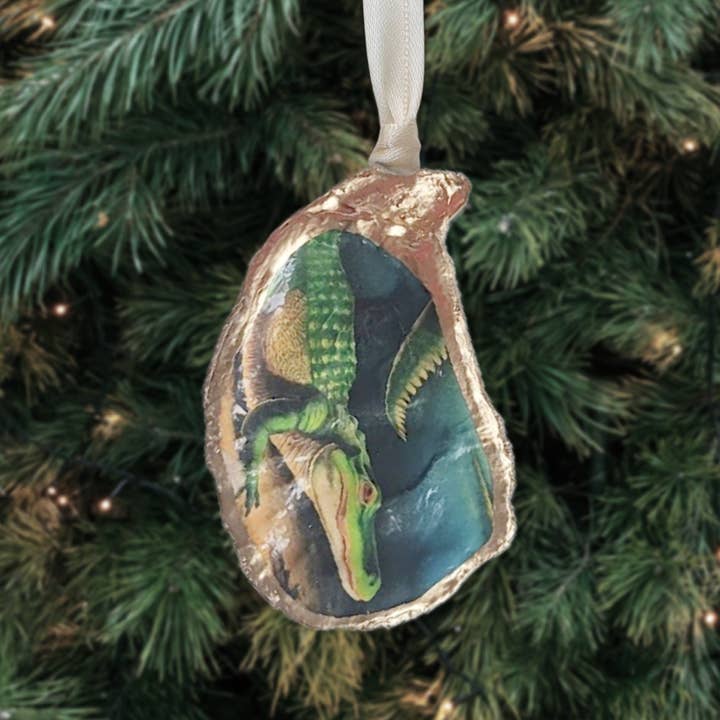 Beatrixbell Handcrafted - Wholesale Ornament - Alligator Bayou Ornament • Oyster Shell2