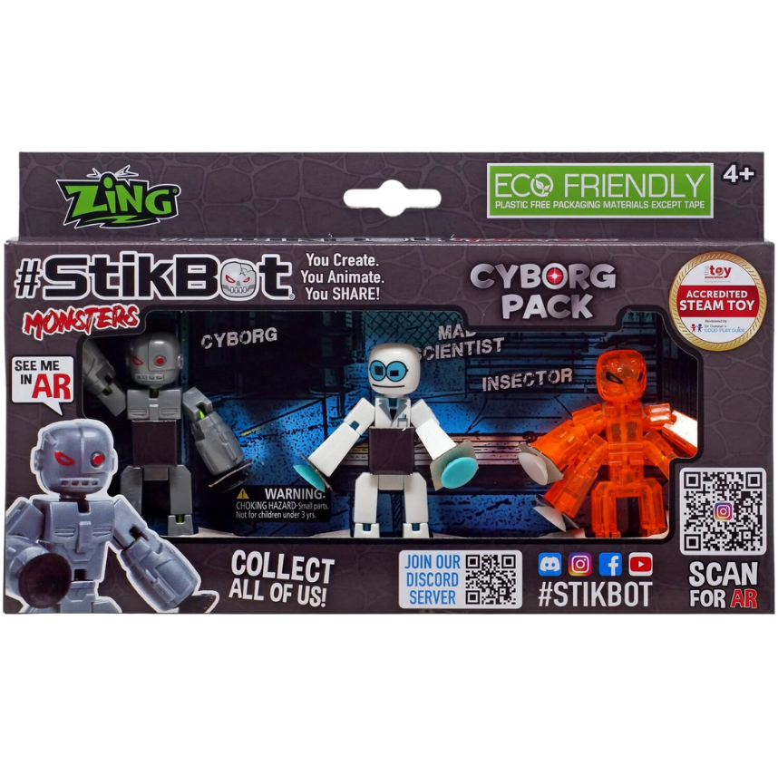 Zing - Wholesale Toy Set - Kids - Zing StikBot Monsters 3 Cyborg Pack0