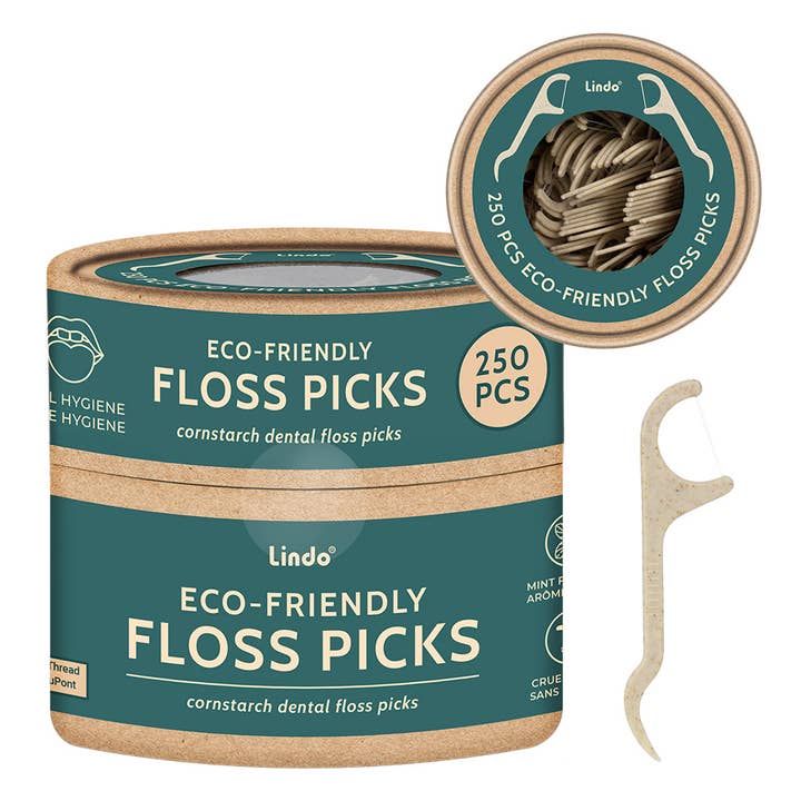 Eco-Friendly Cornstarch Floss Picks (250 pcs) for wholesale by Lindo