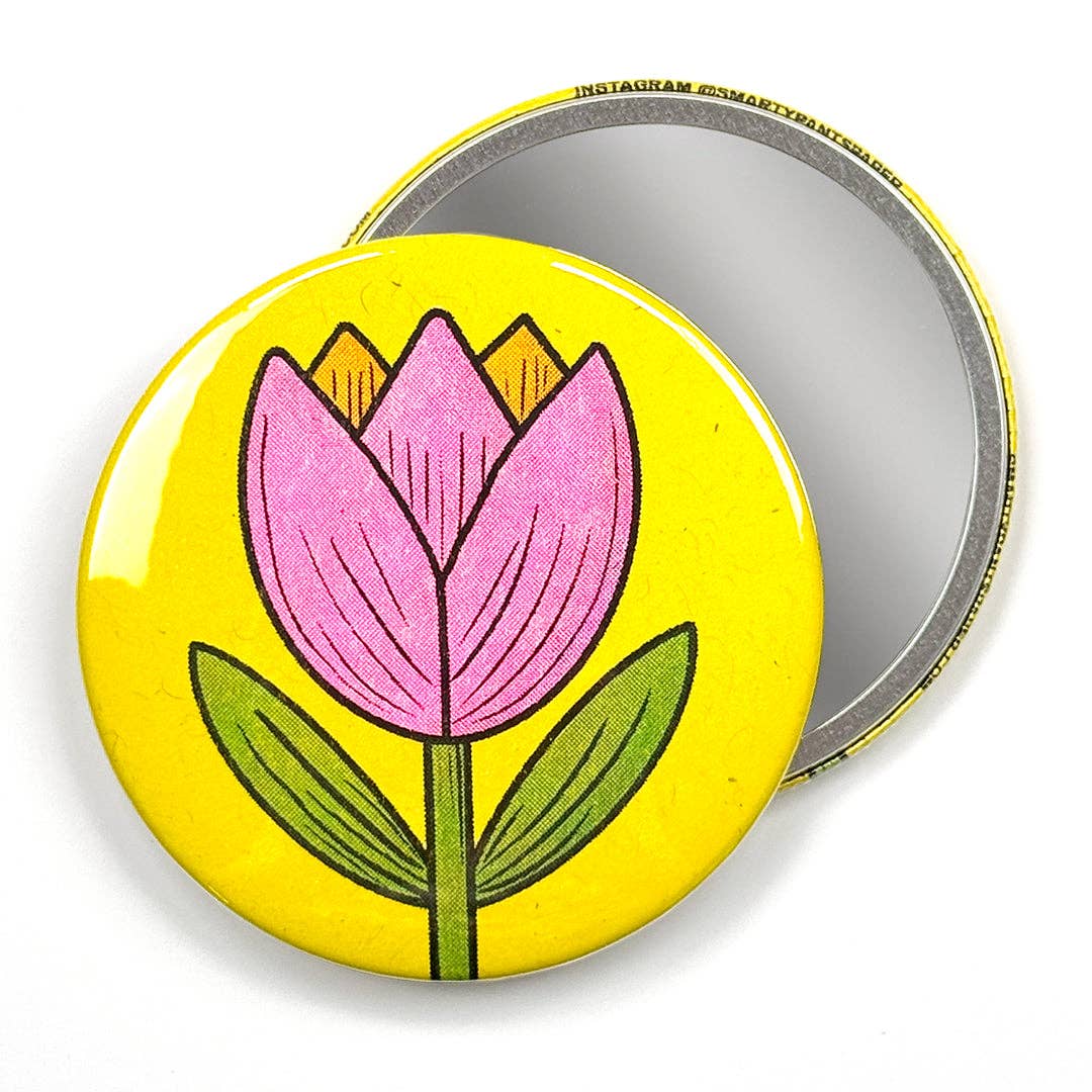 Smarty Pants Paper - Wholesale Compact Mirror - Tulip Risograph Pocket Mirror2
