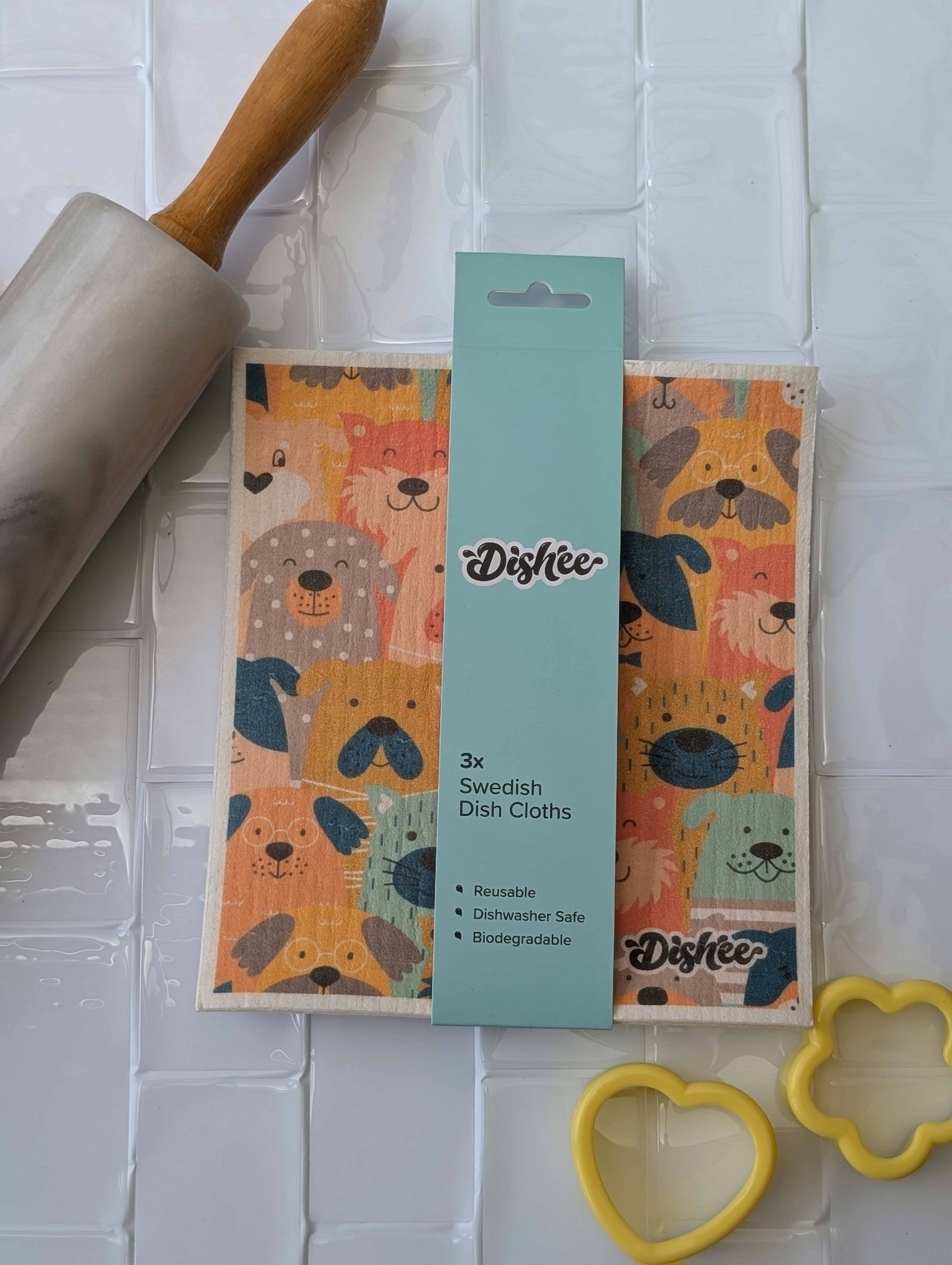 Dishee - Wholesale Dishcloth - Dishee Swedish Dish Cloths - Furry Friends Dogs0