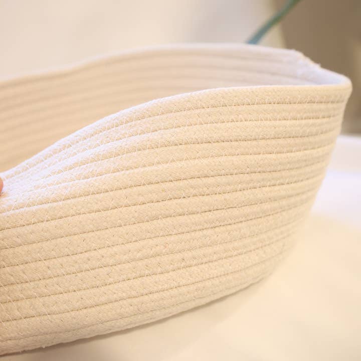 Monli Handcrafted Pet Toys - Wholesale Basket - Handmade Sustainable Natural White Cotton Rope Basket1