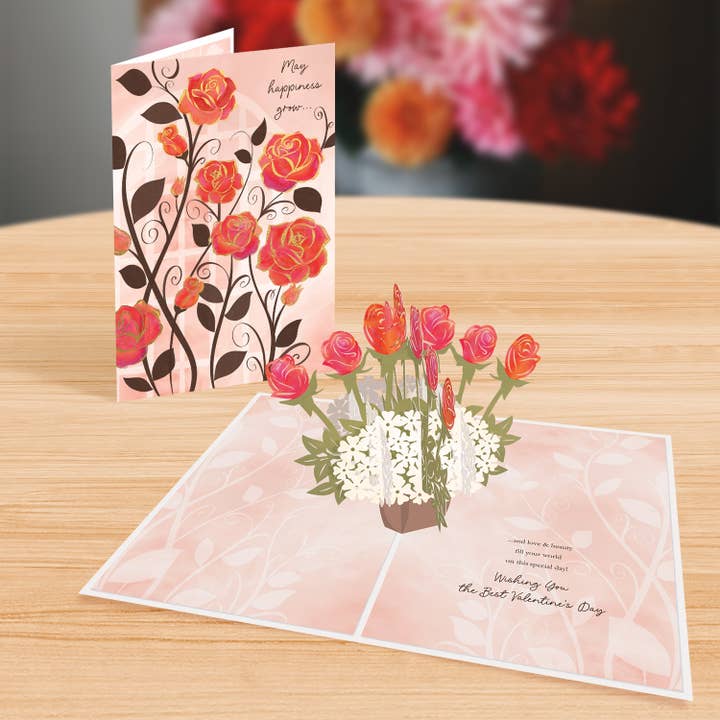 Growing Roses 3D Pop-Up Valentine’s Day Card for wholesale by Designer Pop!