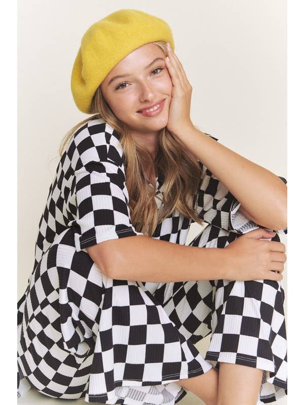 JADE BY JANE - Wholesale Lounge Set - Women's - RIBBED CHECKERED PRINT TOP/STRAIGHT LEG PANTS SET13