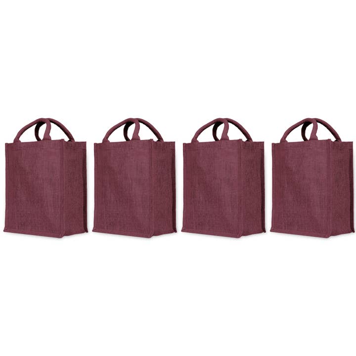 4 sacs fourre-tout en jute – Rouge profond, rose, orange 12"x10"x6" pour la vente par ecojutebags