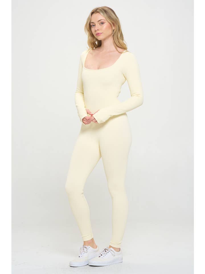 otos active - Venta al por mayor Leotardo - Mujer - Mono ajustado de manga larga de punto acanalado YS92408