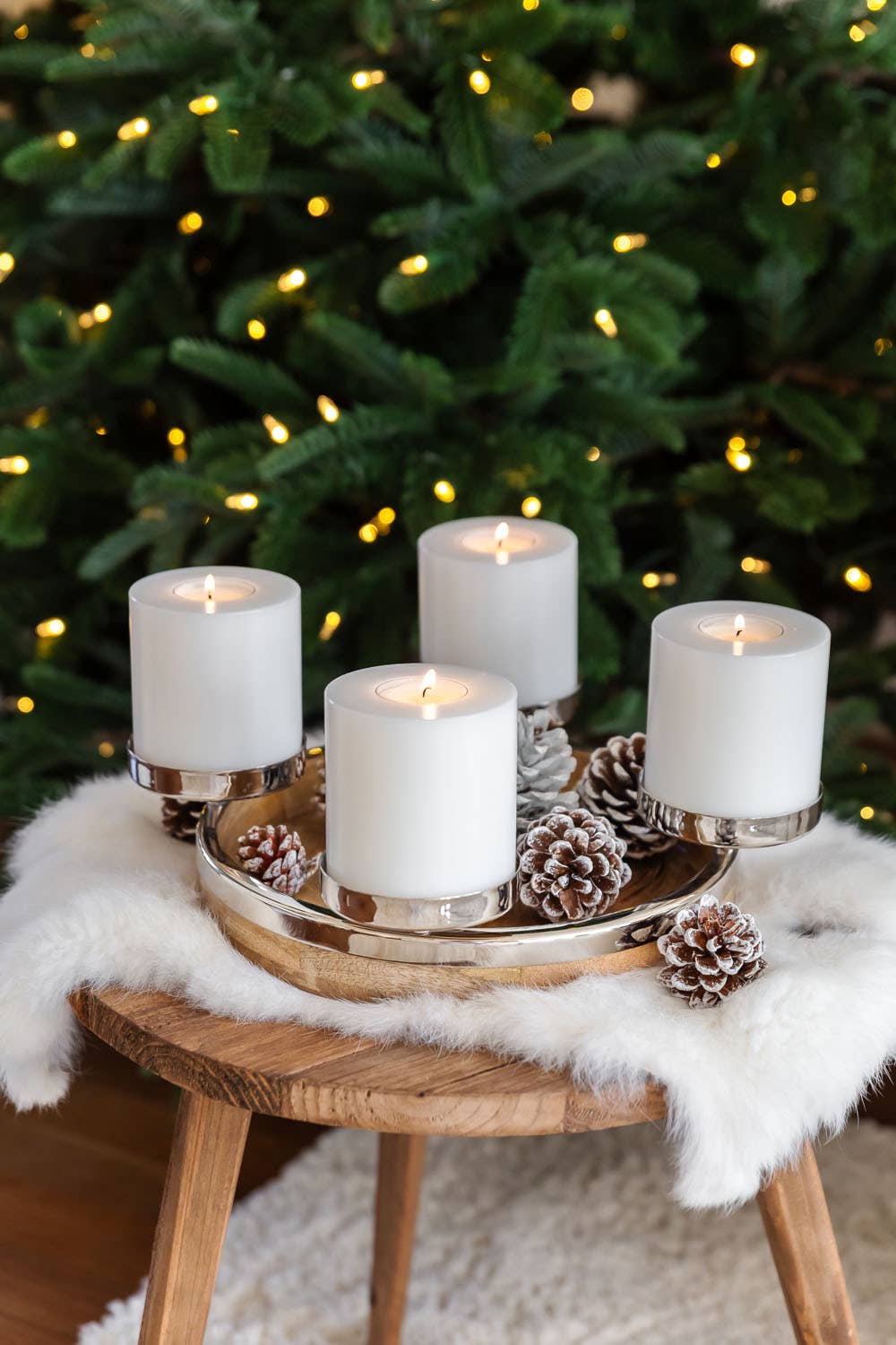 EDZARD - Wholesale Candle Holder - Advent wreath Jale (Ø 26 cm), mango wood and stainless steel1