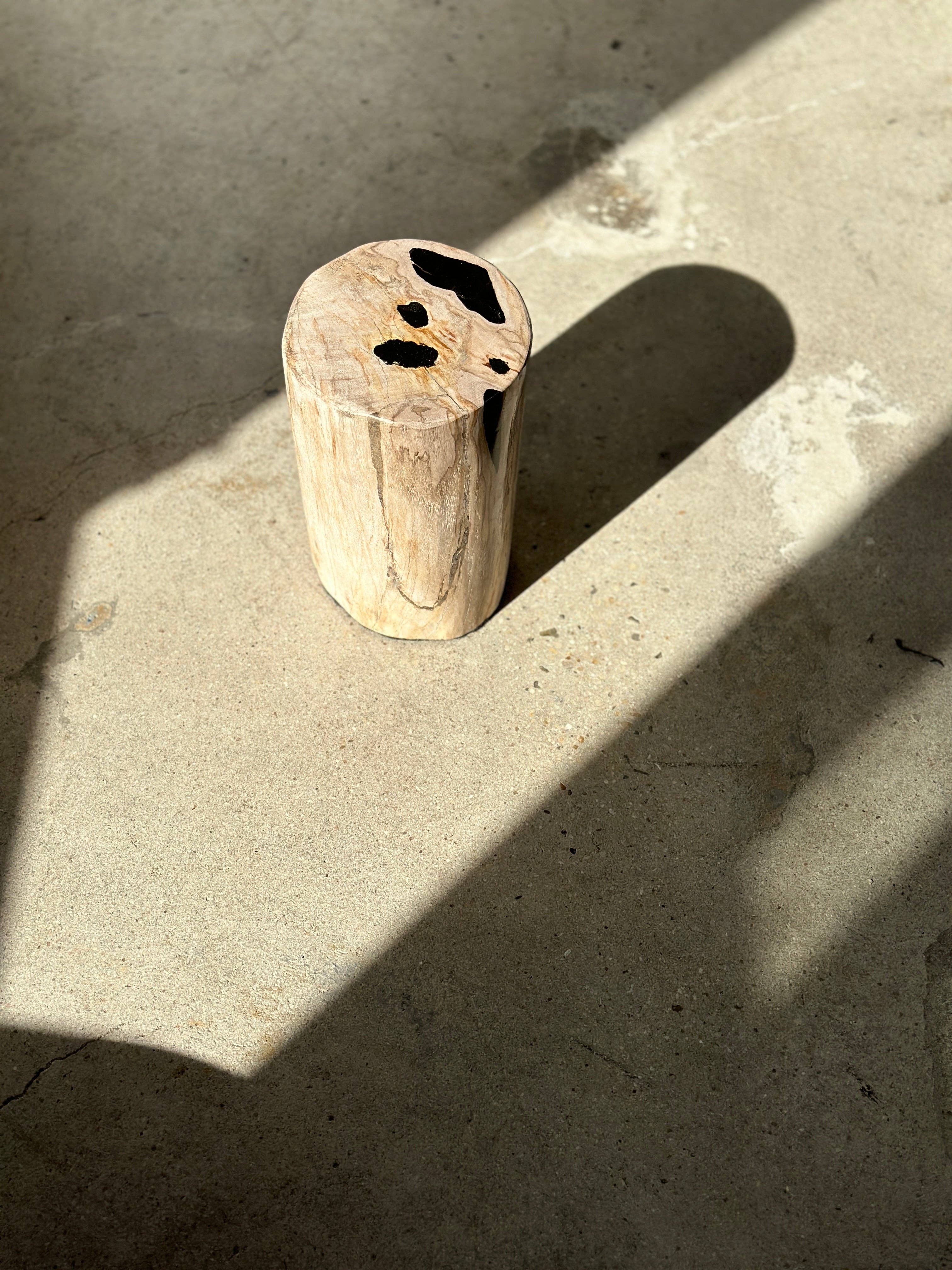 Office Objets - Wholesale Side Table - White petrified wood side table with black spots H:27.5 D:1847