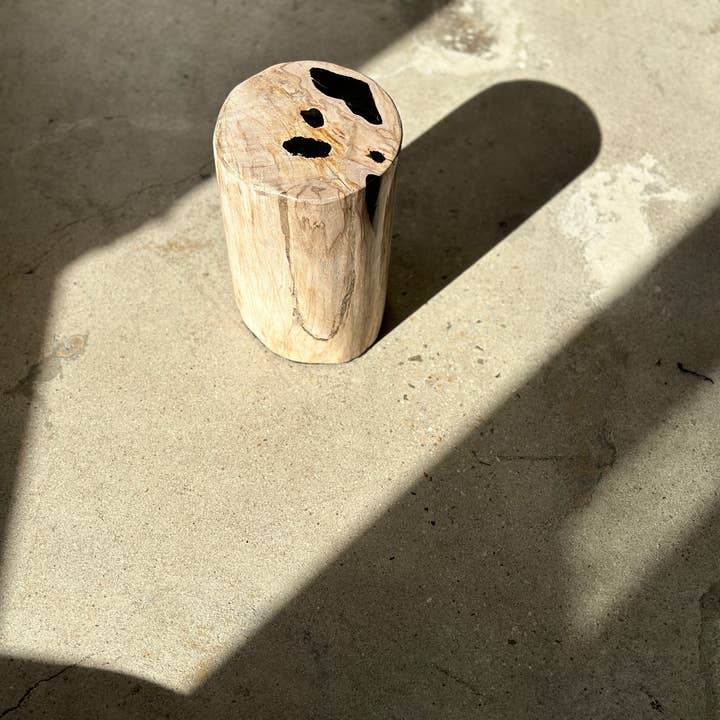 Office Objets - Wholesale Side Table - White petrified wood side table with black spots H:27.5 D:1847