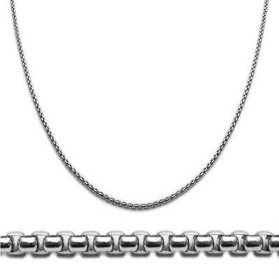Sterling Silver Rhodium Round Box Chain 1.8MM (180 Gauge) for wholesale by Atlanta Jewelers Supply